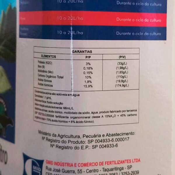 Produtos HUMY-K 5 Litros Especificações