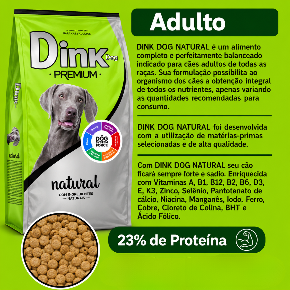 Ração Dink Dog Premium Natural para Cães Adultos Sabor Carne 3 Ração Dink Dog Premium Natural para Cães Adultos Sabor Carne - Imagem 3