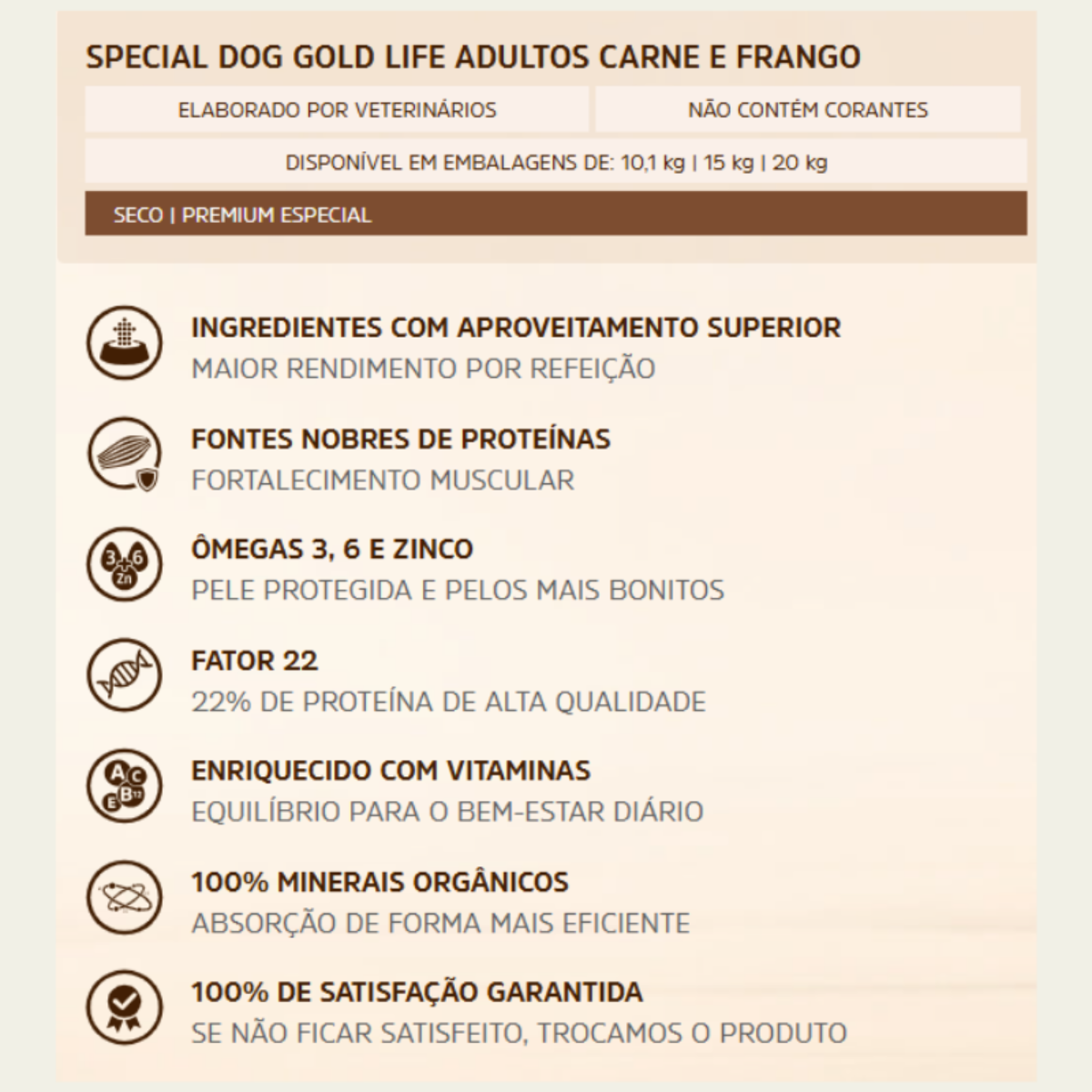 Ração Special Dog Gold Life para Cães Adultos Sabor Carne e Frango 5 Ração Special Dog Gold Life para Cães Adultos Sabor Carne e Frango - Imagem 5