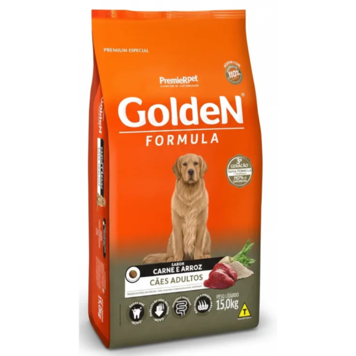 Ração Golden Fórmula para Cães Adultos Sabor Carne e Arroz – Pague 14 kg Leve 15 kg - Balde de Brinde 3 Ração Golden Fórmula para Cães Adultos Sabor Carne e Arroz – Pague 14 kg Leve 15 kg - Balde de Brinde - Imagem 3