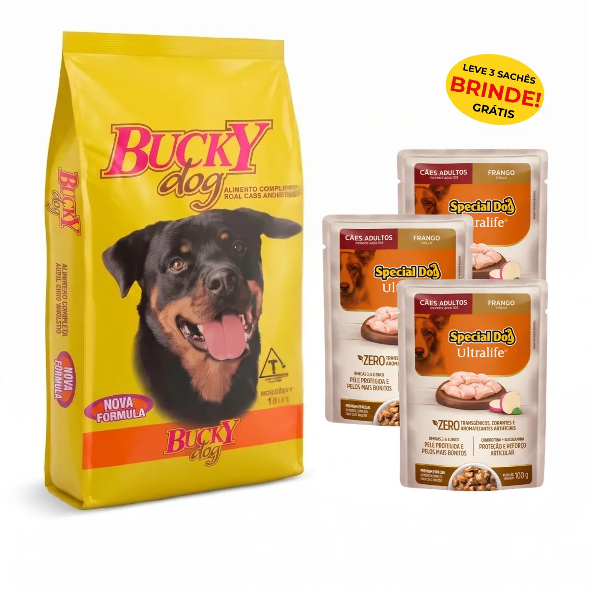 Ração Bucky Dog para Cães Adultos Sabor Carne – 15 kg 1 Ração Bucky Dog para Cães Adultos Sabor Carne – 15 kg