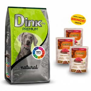 Ração Dink Dog Premium Natural para Cães Adultos Sabor Carne