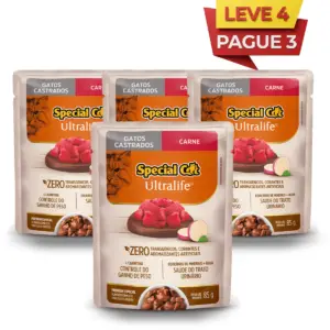 LEVE 4 PAGUE 3 Sachê Special Cat Ultralife para Gatos Castrados Sabor Carne