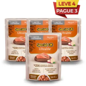 LEVE 4 PAGUE 3 Sachê Special Cat Ultralife para Gatos Castrados Sabor Salmão